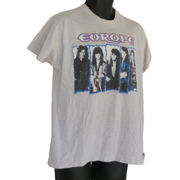 EUROPE Concert Tshirt L Off-White, Band photo, 1987, Short sleeves, VINTAGE - Picture 3 of 11